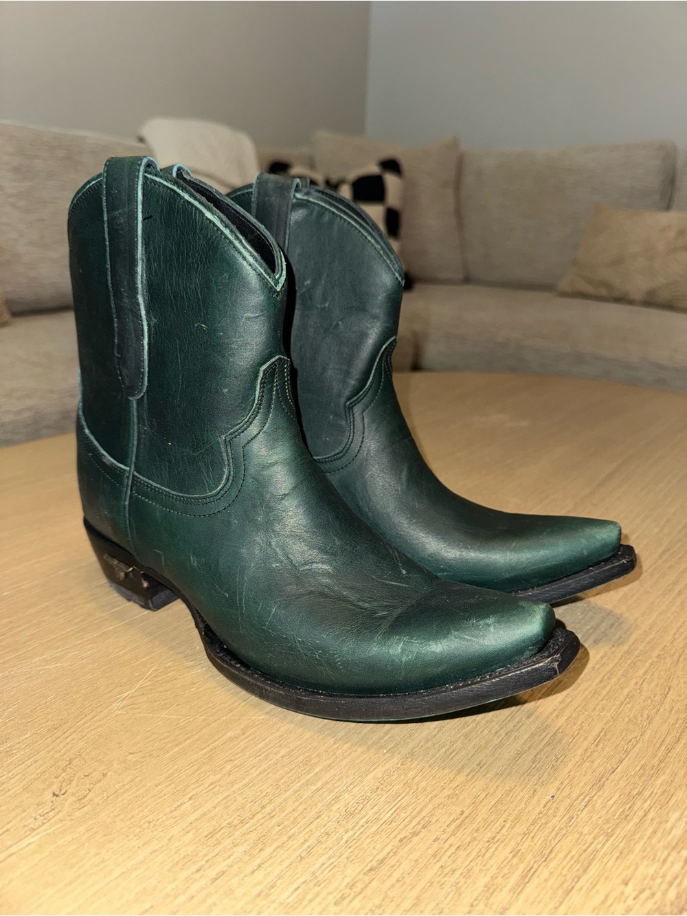 Lane Women’s Emerald Green Leather Western Ankle Boots